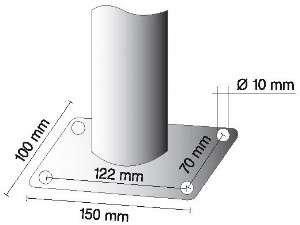 zusätzliche Bodenplatte 100 x 150 mm, Vierkant